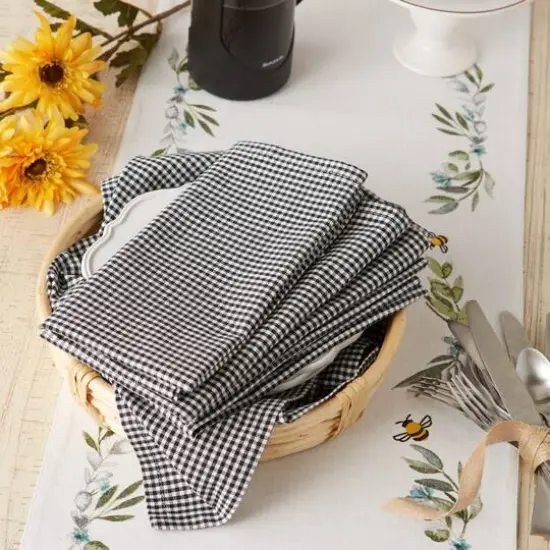 DII&reg; Black & Semi Bleached Gingham Cloth Dinner Napkins, 6ct. {8}