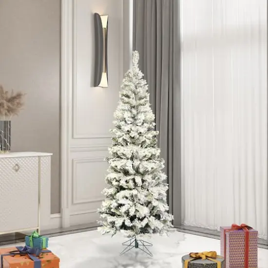 5.5ft. Unlit Flocked Pacific Pine Artificial Christmas Tree {3}
