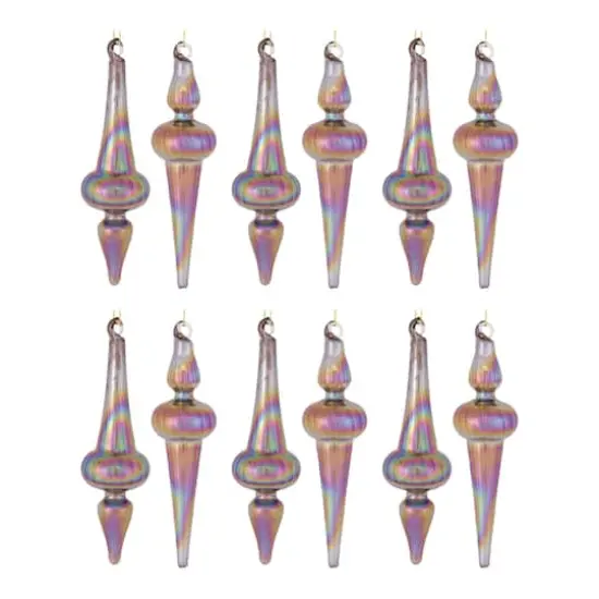 12ct. 6" Iridescent Glass Finial Drop Ornaments {6}