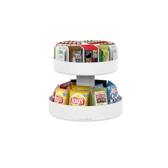 Mind Reader White 2-Tier Lazy Susan Granola Bar and Snack Organizer {5}