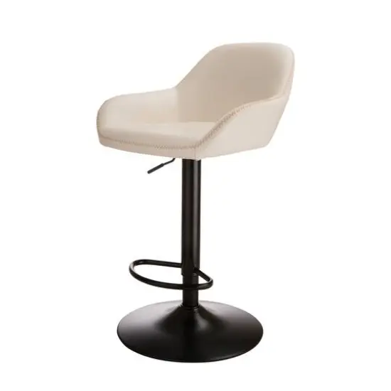 Glitzhome® Mid-Century Leatherette Gaslift Adjustable Swivel Bar Stool Set Coconut Milk {6}