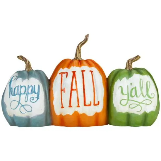 Pumpkin Trio Happy Fall Y'all Autumn Harvest Sign {1}