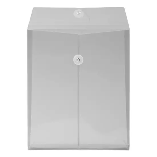 JAM Paper Letter Size Plastic Envelopes with Button & String Tie Closure, 12ct. Smoke Gray {4}