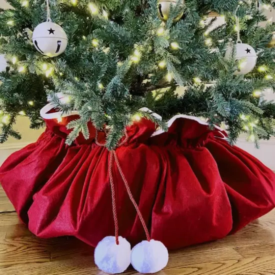 Haute Decor Santa's Surprise&trade; 80" Red & White Christmas Hideaway Tree Skirt {5}
