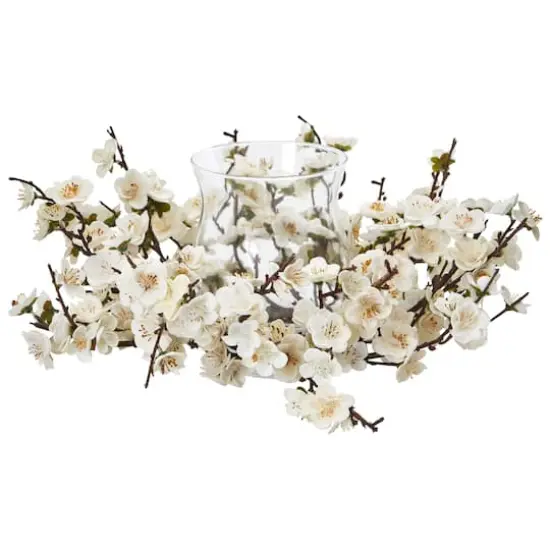 6.5" White Plum Blossom Candelabrum {1}