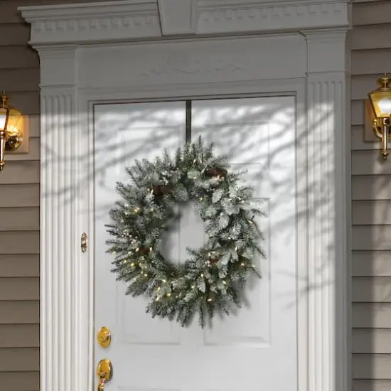 30" LED Snowy Morgan Spruce Wreath {3}