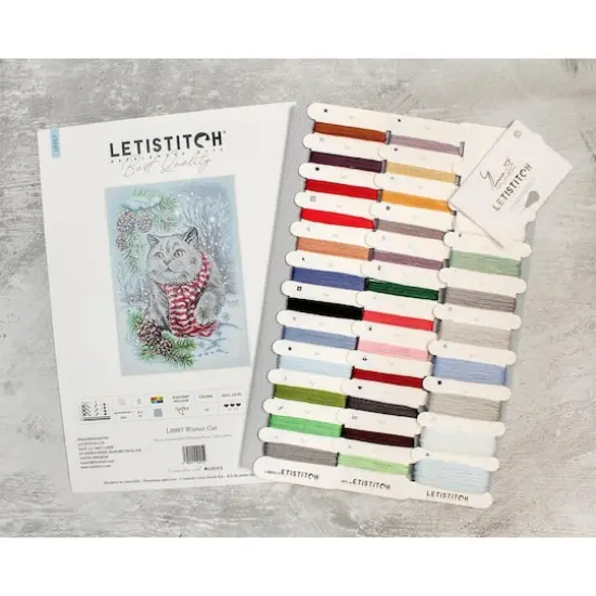 LetiStitch Winter Cat Counted Cross Stitch Kit {3}