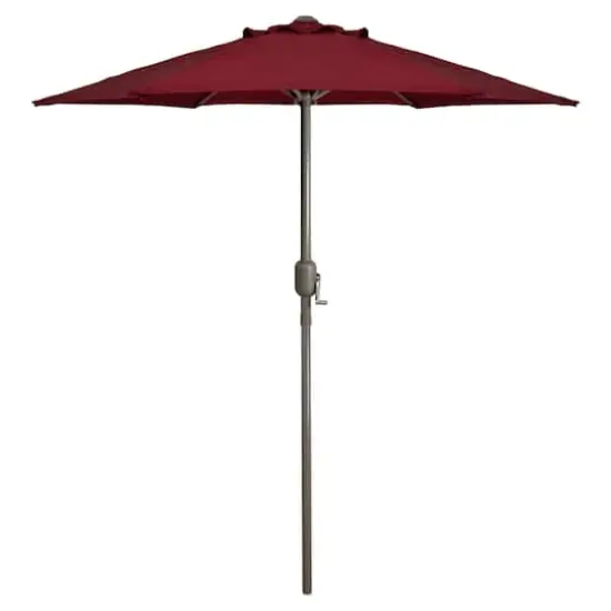 7.5ft. Outdoor Patio Market Umbrella with Hand Crank Burgundy {1}