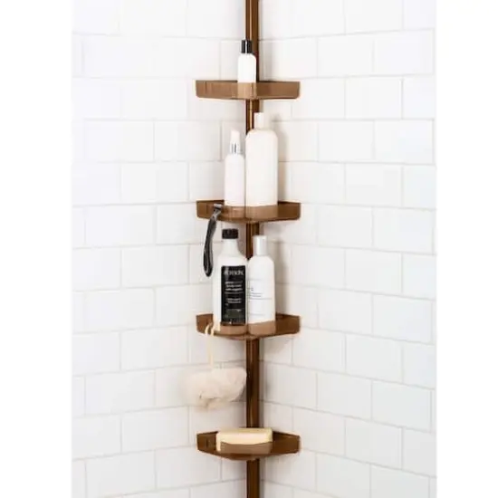 Bath Bliss 4-Tier Tension Corner Shower Organizer Caddy Bronze {4}