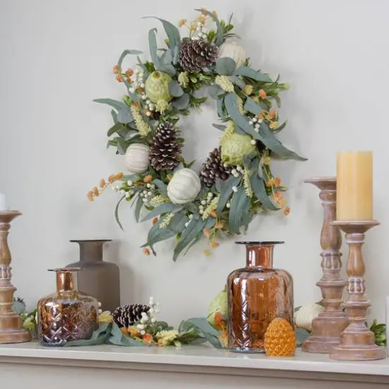 24" Gourds & Foliage Thanksgiving Wreath {3}