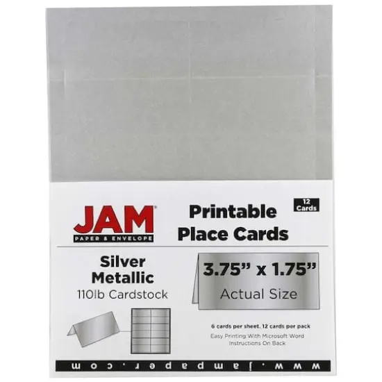 JAM Paper Printable Place Cards, 12ct. Stardream Metallic Silver {5}