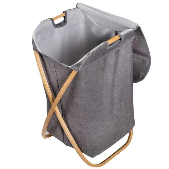 Honey Can Do Gray Bamboo & Canvas Laundry Hamper {10}