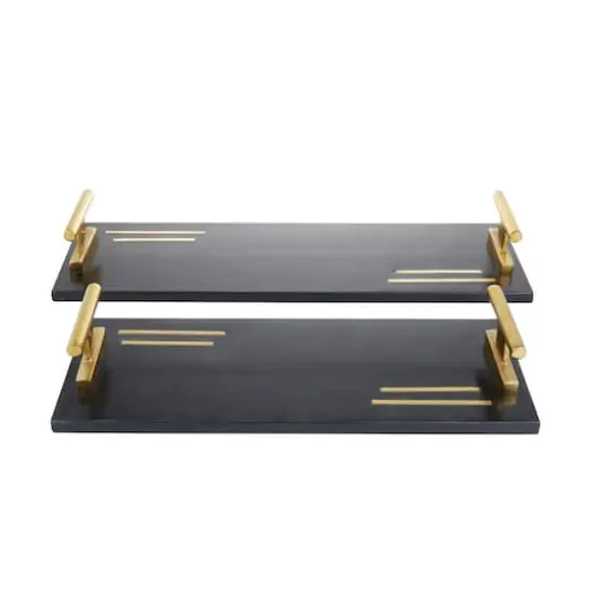 Black Marble Contemporary Tray Set {3}