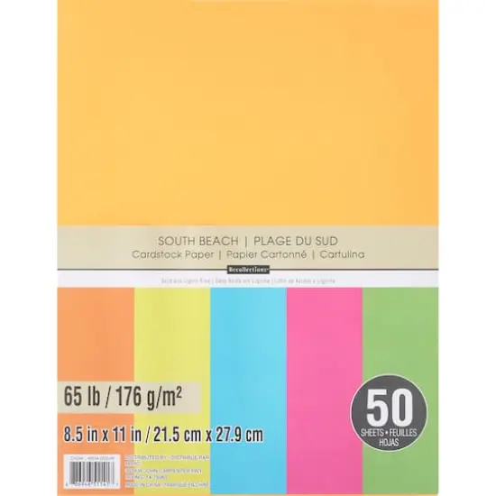 8.5" x 11" 65lb. Cardstock Paper Pack by Recollections&trade;, 50 Sheets South Beach {1}