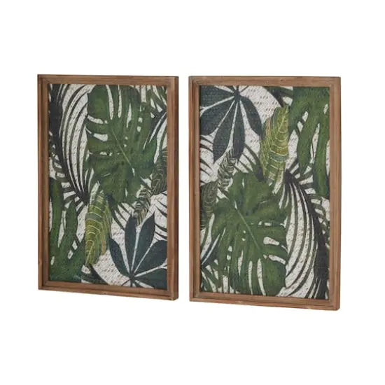 25" Green & Brown Wood Boho Palm Wall Decor, 2ct. {4}