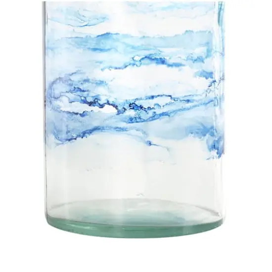 Blue Abstract Ombre Recycled Glass Vase {5}