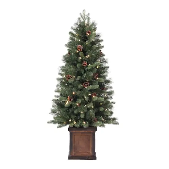 4.5ft. Pre-Lit Brookdale Fir Artificial Potted Christmas Tree, Color Changing T5 LED Lights {1}