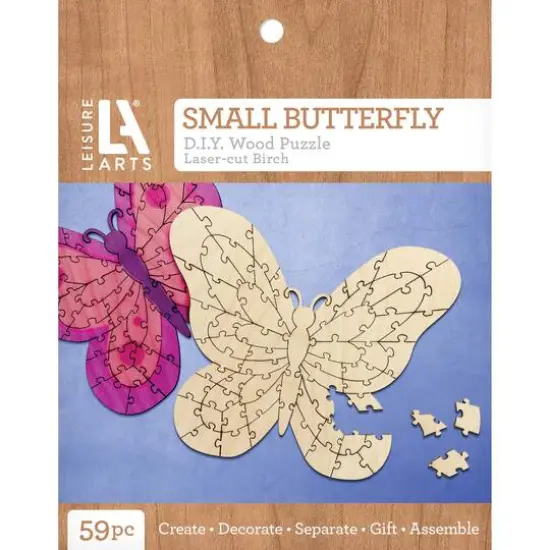 Leisure Arts&reg; Small Butterfly D.I.Y. Wood Puzzle {1}