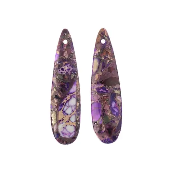 John Bead Earth&rsquo;s Jewels Imperial Jasper Teardrop Pendant Slices, 2ct. Purple {3}