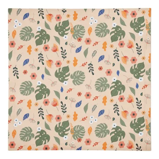 Floral Summer Palms 10" x 10" Cotton Twill Napkin {1}