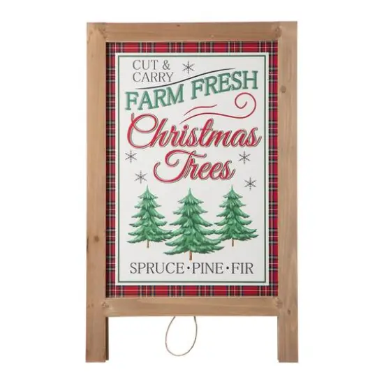 Glitzhome&reg; 24" Wooden Christmas Trees Porch Sign {4}