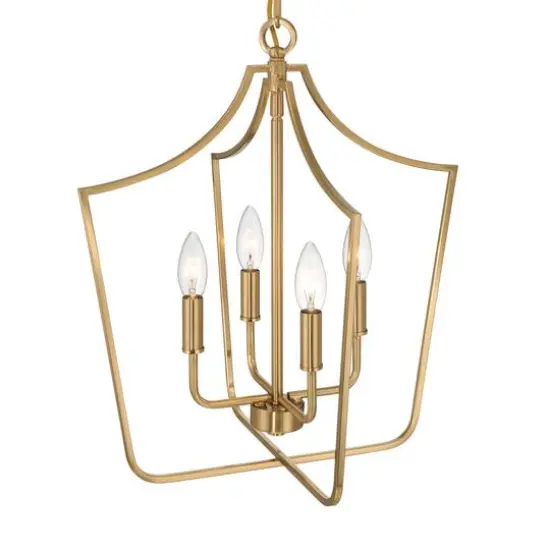 Hello Honey&reg; Constance Brushed Gold Tapered Metal 4-Light Candelabra Chandelier Style Ceiling Light {7}