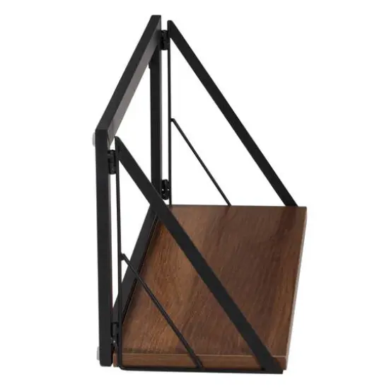 Honey Can Do Small Walnut Mid Century Modern Wall Mounted Shelf {9}