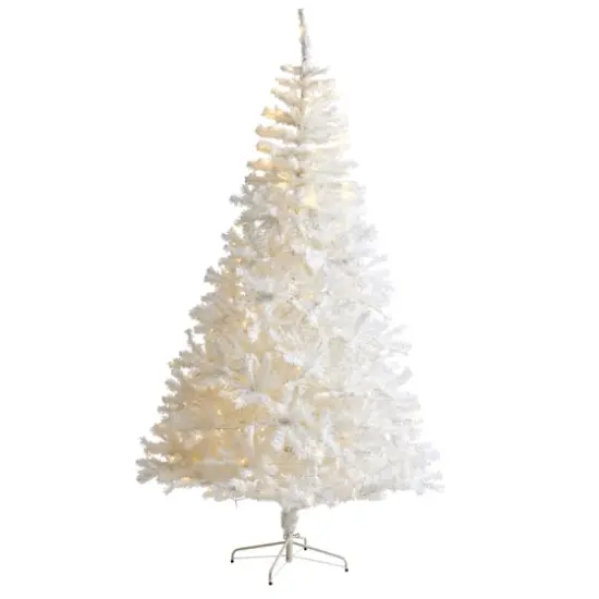 7ft. Pre-Lit White Artificial Christmas Tree, Clear LED Lights {1}
