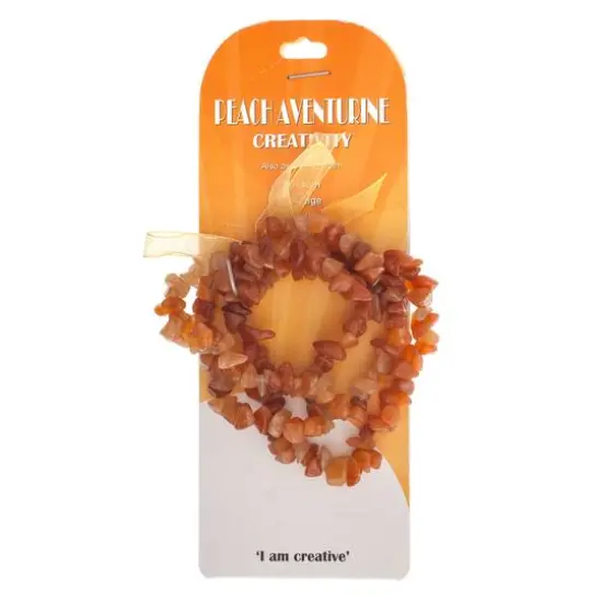 John Bead Peach Aventurine 3-Strand Chip Bead Bracelet with Bow {5}