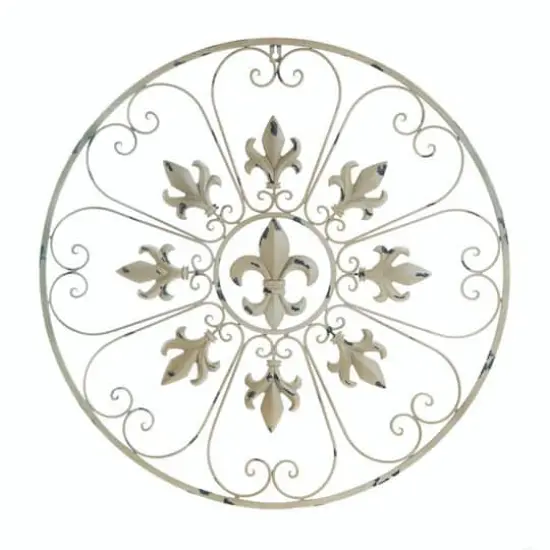 Cream Circular Fleur De Lis Wall D&eacute;cor {1}