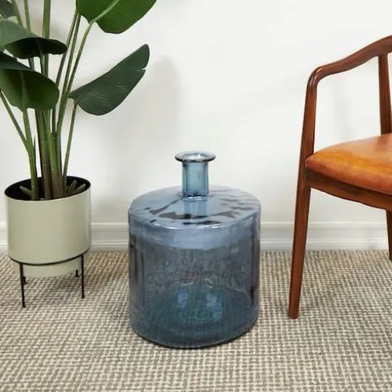 18" Blue Recycled Glass Spanish Bottleneck Vase {7}
