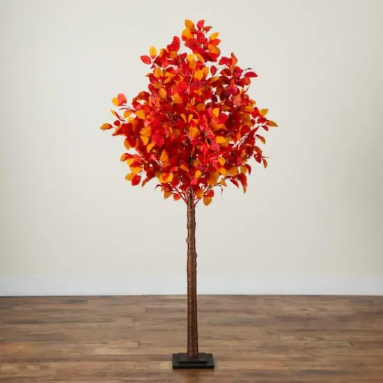 6ft. Pre-Lit Autumn Artificial Fall Tree with 300 Warm White LED Lights {9}