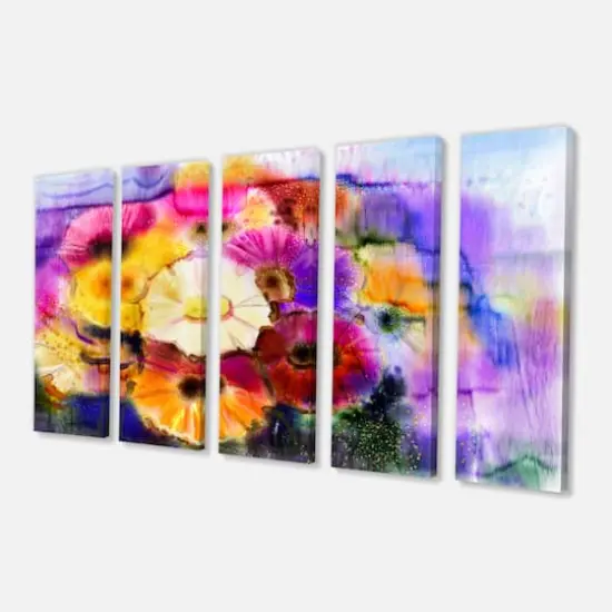 Designart - Bunch of Colored Daisy Flowers - Large Floral Canvas Art Print {4}