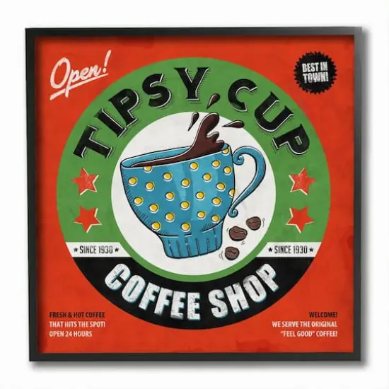 Stupell Industries Coffee Shop Comic Wall Accent with Black Frame {1}