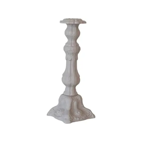 Hello Honey&reg; 12" Gray Embossed Cast Aluminum Taper Candleholder {4}