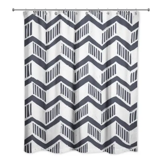 Chevron Shower Curtain Navy {1}