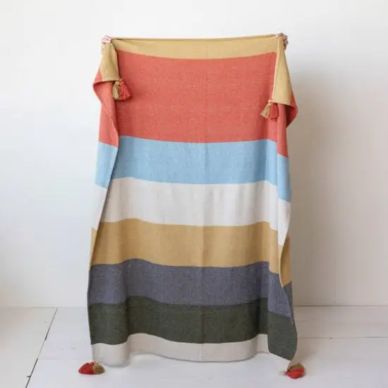 Hello Honey&reg; 60" Multicolor Striped Woven Throw with Tassels {3}
