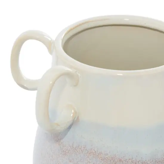 Set of 2 White Ceramic Farmhouse Vase, 12" x 10" x 9" {5}