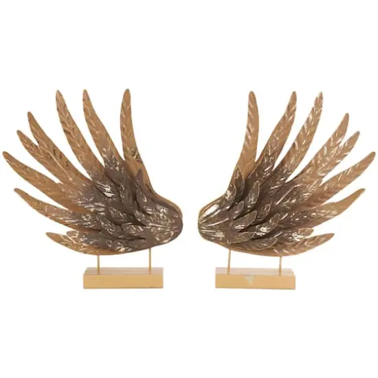 18" Gold Bird Wing Tabletop Sculpture Set {1}