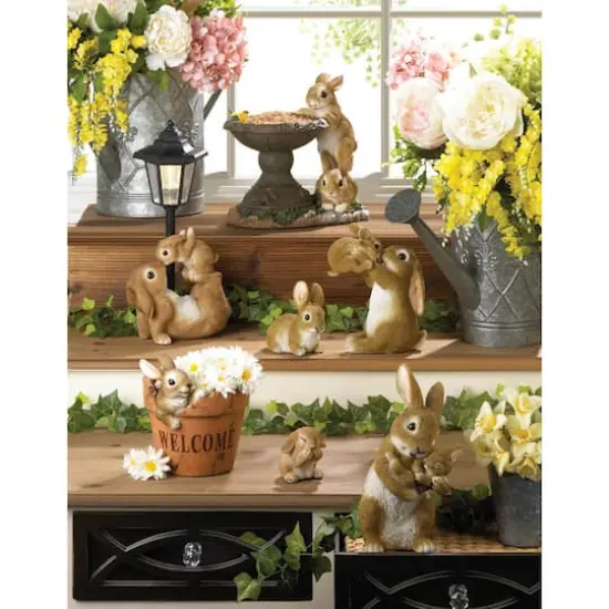 10" Mom & Baby Rabbit Figurine {3}