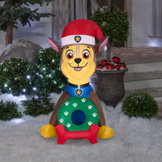 3ft. Airblown® Inflatable Christmas Nick Jr.™ Paw Patrol Chase in Santa Hat with Wreath {3}
