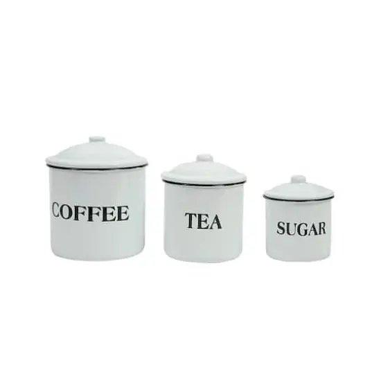 Hello Honey&reg; Metal Coffee, Tea & Sugar Containers Set White {1}
