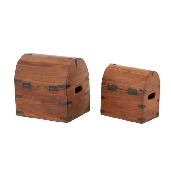 Brown Arched Storage Chest Decorative Box Set {7}