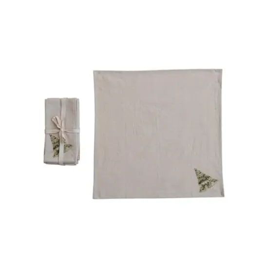Hello Honey&reg; 18" Natural Cotton Printed Napkins with Christmas Tree, 4ct. {1}