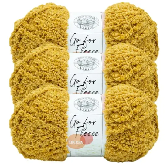 3 Pack Lion Brand&reg; Go For Fleece Sherpa Yarn Gold {1}