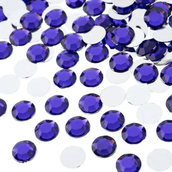 John Bead Acrylic Round Flat Back Rhinestones, 10mm Purple {1}