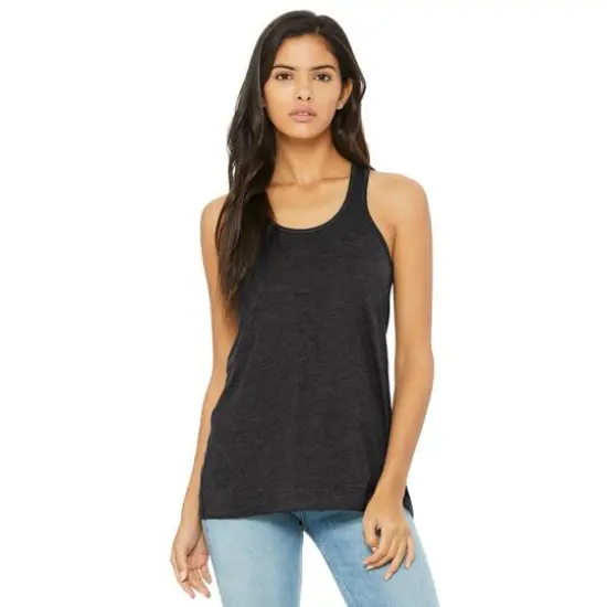 BELLA+CANVAS&reg; Dark Gray Heather Women's Flowy Racerback Tank {3}