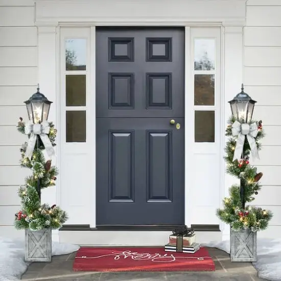 4ft. Pre-Lit Artificial Lamp Posts with Decorative Pot, 2ct. {4}