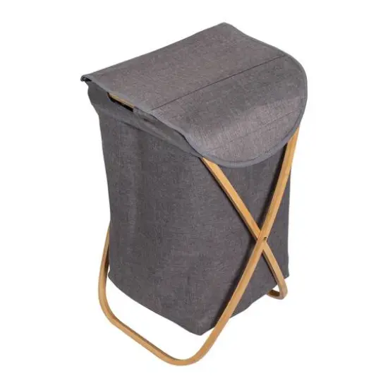Honey Can Do Gray Bamboo & Canvas Laundry Hamper {8}