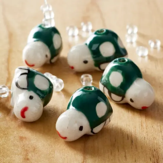 Green Turtle Ceramic Beads, 18mm by Bead Landing&trade; {3}